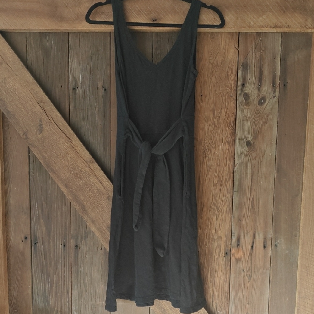 Loft Black Tank Sleeveless Dress Tie Waist Knit M